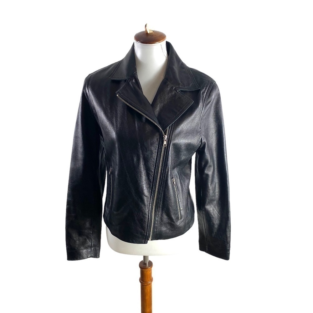 Express Leather Moto Black Jacket SZ 7/8
